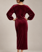 Women's velvet dress back view — chic — Claudia Velvet Midi Dress — Oscar Blackwood