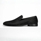 Men's velvet loafers alternate angle — versatile — Benedict Velvet Flat Shoes — Oscar Blackwood