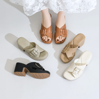 Women's ribbed heels styled look — summer — Klara Orthopedic Platform Sandals — Oscar Blackwood