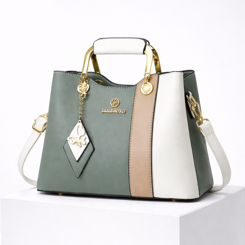 Women's light-green leather handbag close-up — everyday — Janenovo Butterfly Handbag — Oscar Blackwood