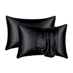 Unisex black silk moonlight side view — versatile — Moonlight Silk Pillowcase — Oscar Blackwood