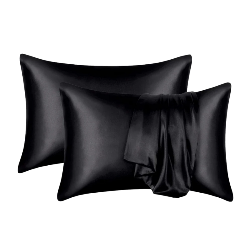 Unisex black silk moonlight side view — versatile — Moonlight Silk Pillowcase — Oscar Blackwood