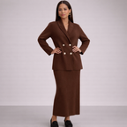 Unisex brown ribbed sets side view — versatile — Abigail 2-Piece Set — Oscar Blackwood