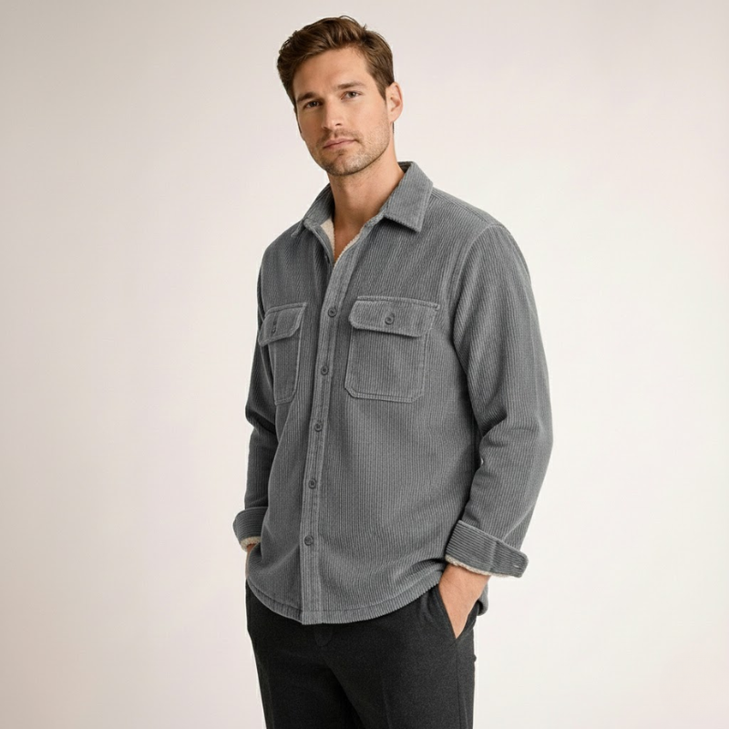 Men's cotton vanderbilt side view — versatile — Vanderbilt Corduroy Shirt — Oscar Blackwood