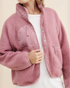Women's pink textured jacket color detail — outerwear — Embla Fleece Jacket — Oscar Blackwood