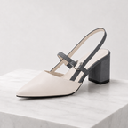 Women's gray heels close-up — elegant — Taisia Pointed Toe Heels — Oscar Blackwood