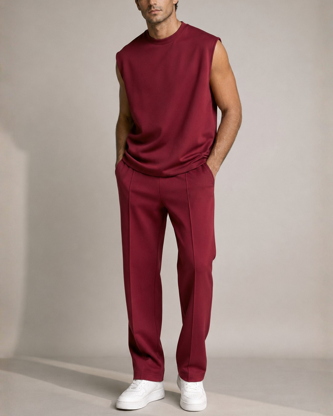 Men's polyester pants front view — versatile — Abakhan 2 Piece Set — Oscar Blackwood