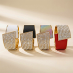 Women's white textured jewelry alternate angle — versatile — Aura Diamond Wave Bracelet — Oscar Blackwood