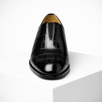 Men's leather loafers detail view — versatile — Anthony Classic Croc Loafers — Oscar Blackwood