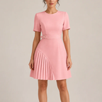 Women's pink dress color detail — chic — Merelin Pleated Dress — Oscar Blackwood