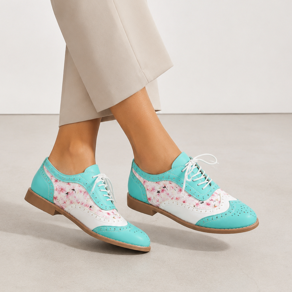 Women's lace shoes close-up — versatile — Betty Wingtip Oxford Shoes — Oscar Blackwood
