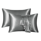 Unisex gray silk moonlight back view — versatile — Moonlight Silk Pillowcase — Oscar Blackwood