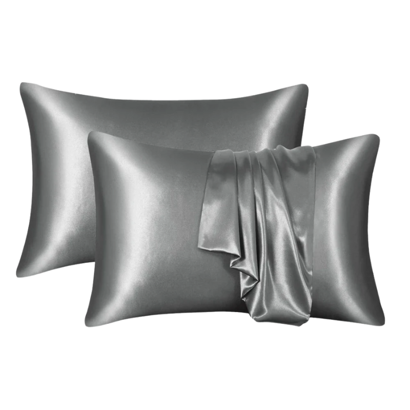 Unisex gray silk moonlight back view — versatile — Moonlight Silk Pillowcase — Oscar Blackwood