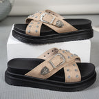 Women's sandals back view — versatile — Cindy Buckle Sandals for every occasion — Oscar Blackwood