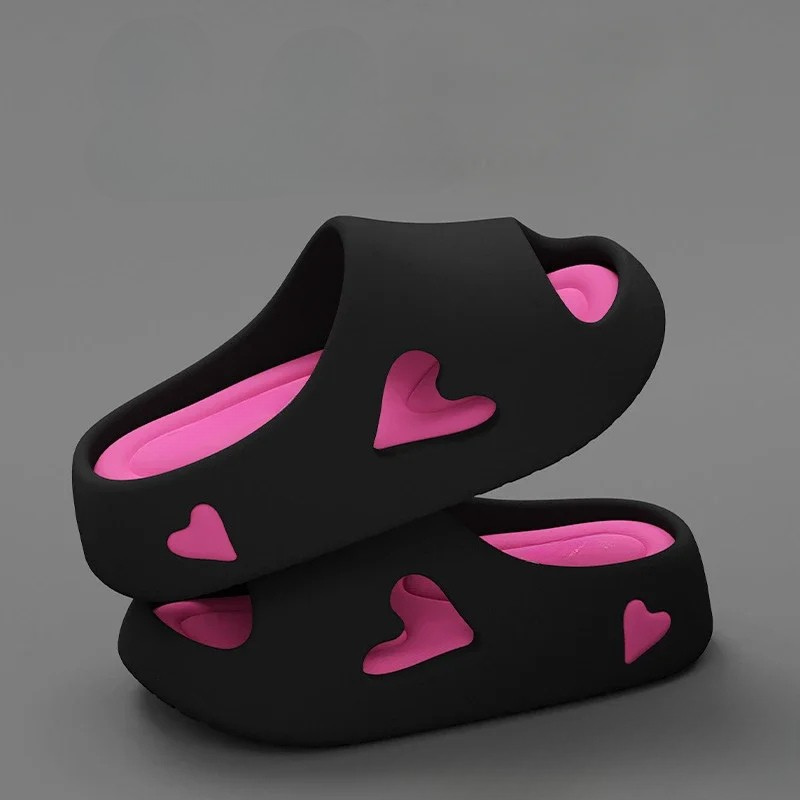 Women's black shoes front view — versatile — Heart Me Slippers — Oscar Blackwood