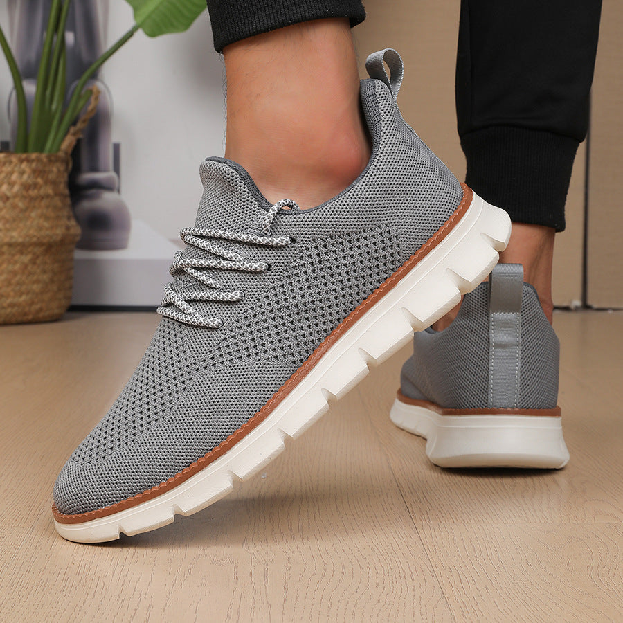 Men's gray lace sneakers side view — casual — Ben Breathable Sneakers — Oscar Blackwood