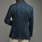 Men's suede jacket detail view — outerwear — Ludvic Suede Blazer — Oscar Blackwood
