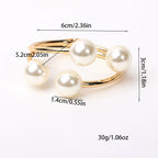 Women's gold lace jewelry styled look — versatile — Aura Double Pearl Bangle — Oscar Blackwood