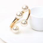 Women's gold lace jewelry color detail — versatile — Aura Double Pearl Bangle — Oscar Blackwood