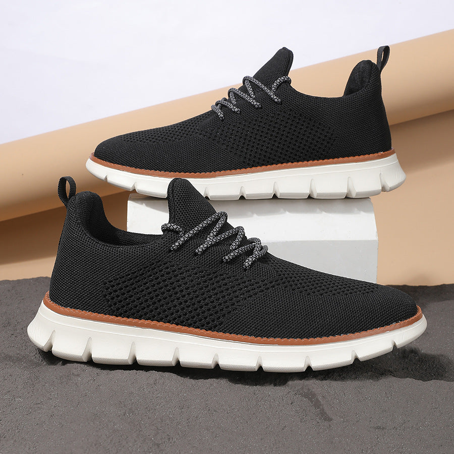 Men's gray lace sneakers back view — casual — Ben Breathable Sneakers — Oscar Blackwood
