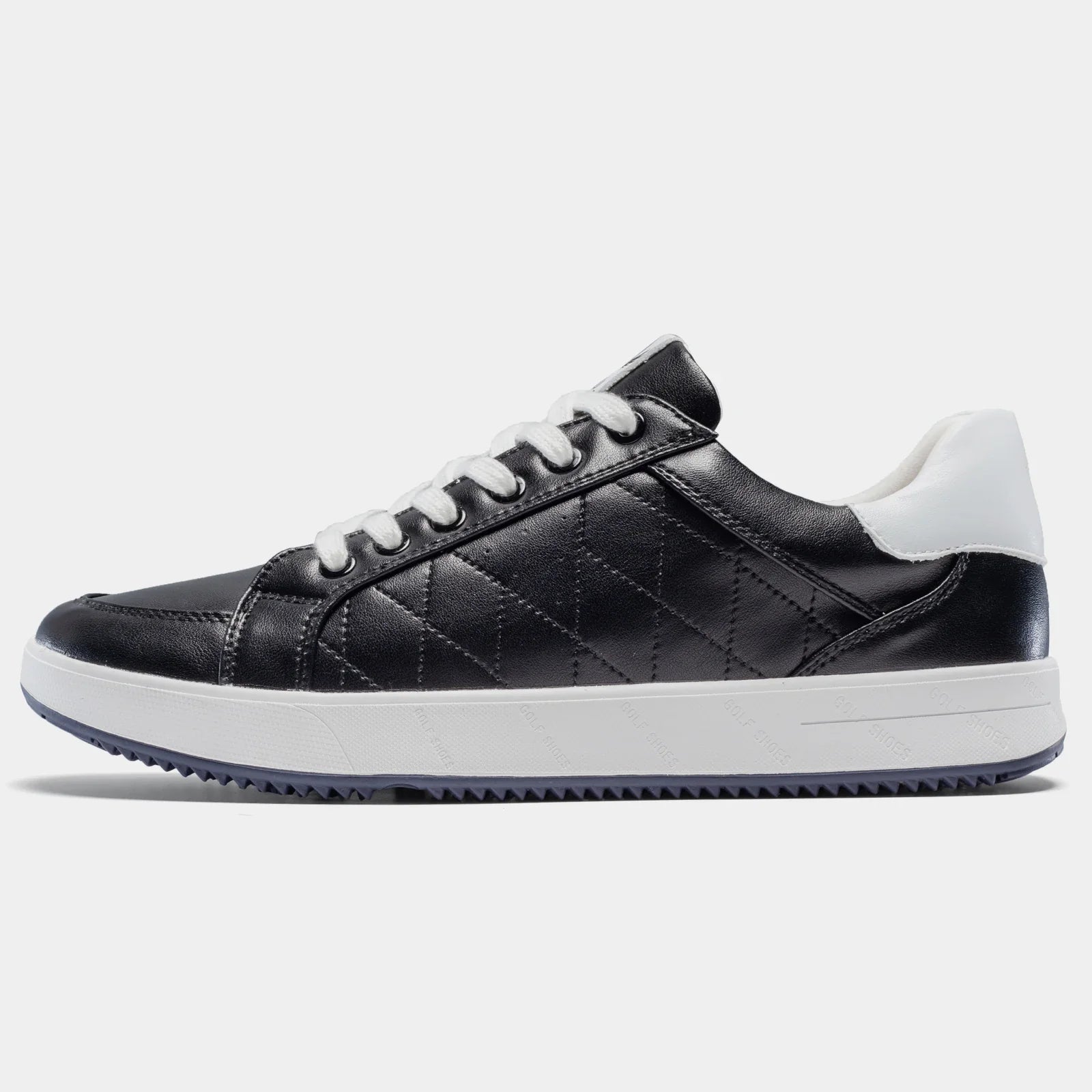 Men's black leather shoes alternate angle — versatile — Double-Waggle Golf Shoes — Oscar Blackwood
