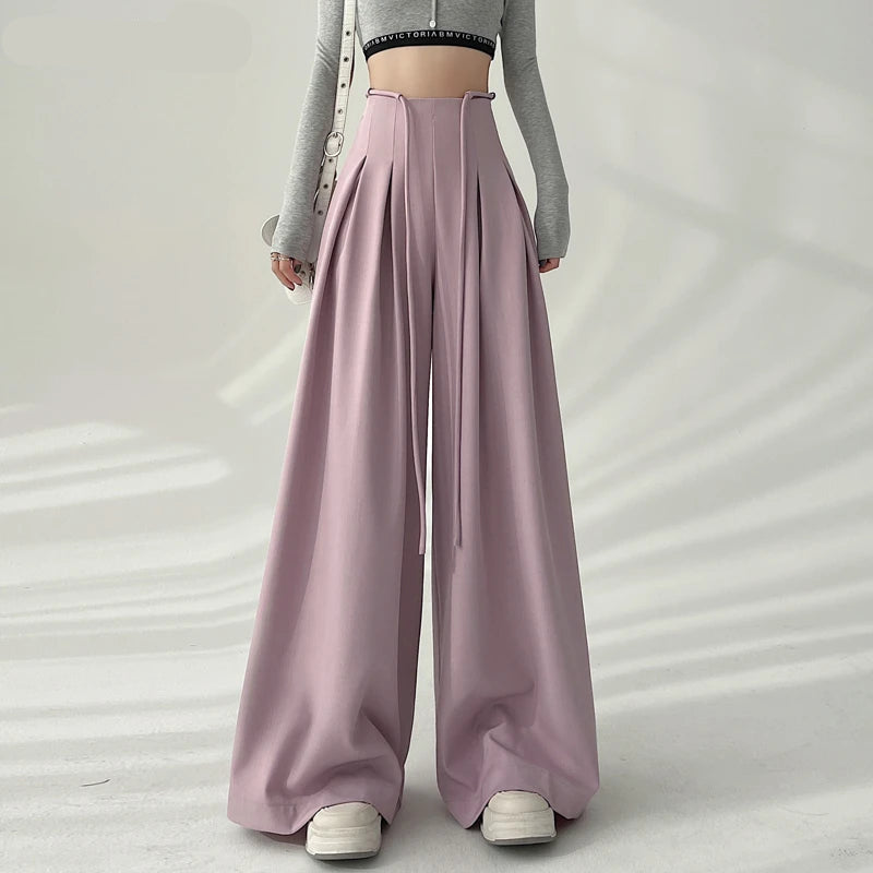 Women's pink lace pants front view — versatile — Brianna Wide Leg Pants — Oscar Blackwood
