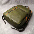 Unisex black leather backpack back view — versatile — Azzurro Genuine Leather Backpack — Oscar Blackwood