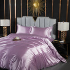 Unisex light-purple silk lotus detail view — versatile — Lotus Silk Bedding Set — Oscar Blackwood