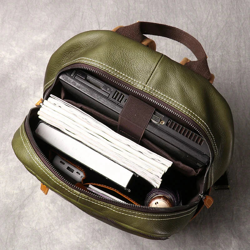 Unisex black leather backpack styled look — versatile — Azzurro Genuine Leather Backpack — Oscar Blackwood