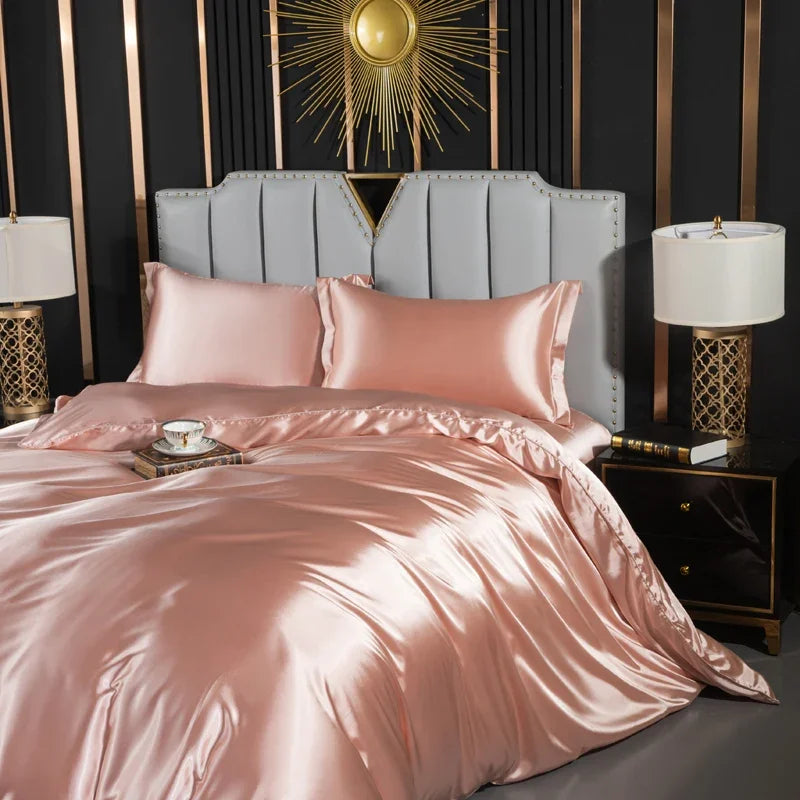 Unisex peach silk lotus color detail — versatile — Lotus Silk Bedding Set — Oscar Blackwood