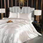 Unisex white silk lotus styled look — versatile — Lotus Silk Bedding Set — Oscar Blackwood