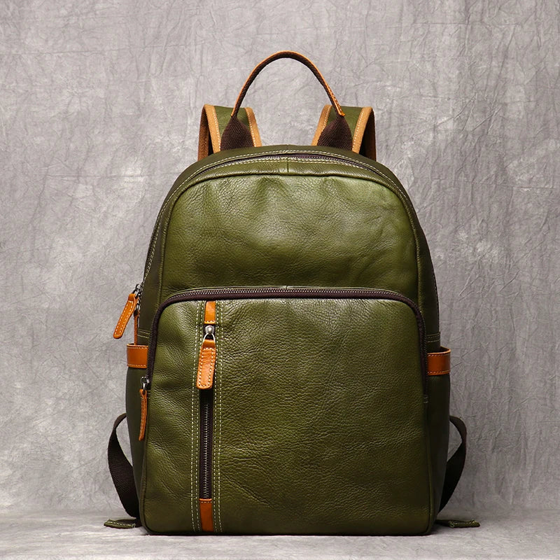 Unisex black leather backpack alternate angle — versatile — Azzurro Genuine Leather Backpack — Oscar Blackwood