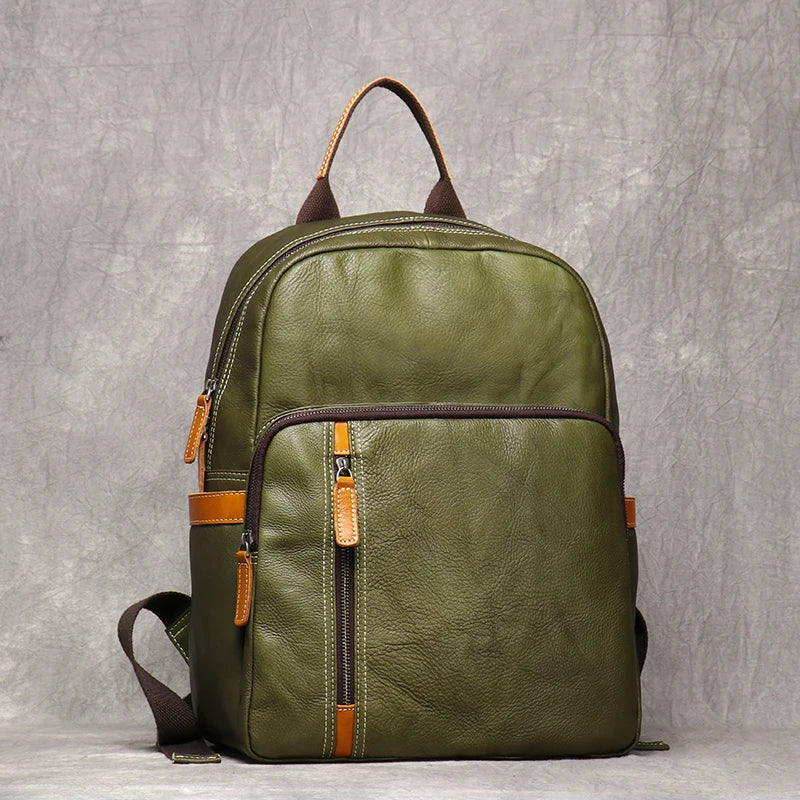 Unisex black leather backpack color detail — versatile — Azzurro Genuine Leather Backpack — Oscar Blackwood
