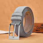 Men's red textured belt styled look — versatile — Vandeventer Cow Leather Belt — Oscar Blackwood