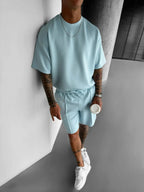 Men's black polyester sets styled look — versatile — Abakhan Summer 2 Piece Set — Oscar Blackwood