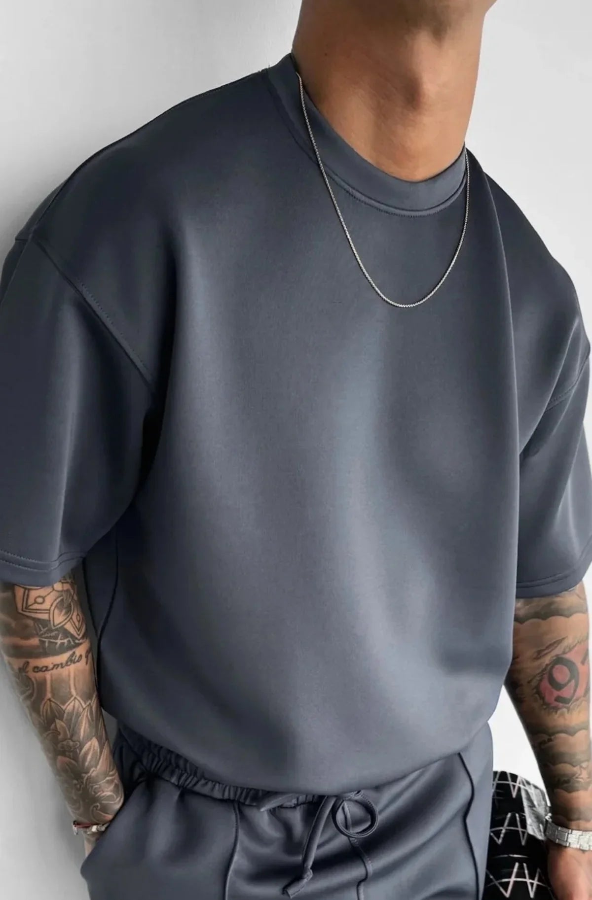 Men's black polyester sets back view — versatile — Abakhan Summer 2 Piece Set — Oscar Blackwood
