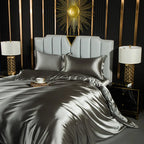 Unisex silver silk lotus color detail — versatile — Lotus Silk Bedding Set — Oscar Blackwood