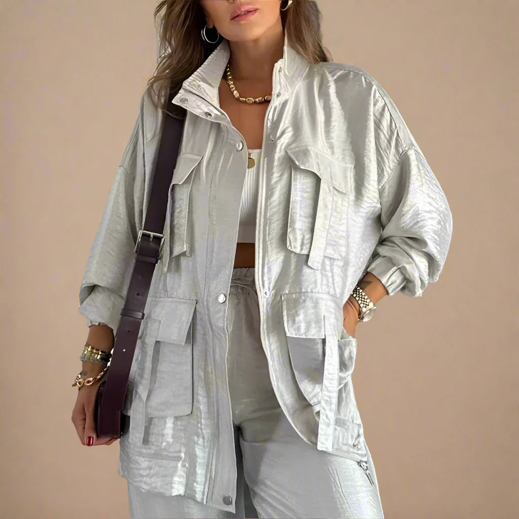 Women's pants color detail — versatile — Lucie Loose Autumn Set — Oscar Blackwood