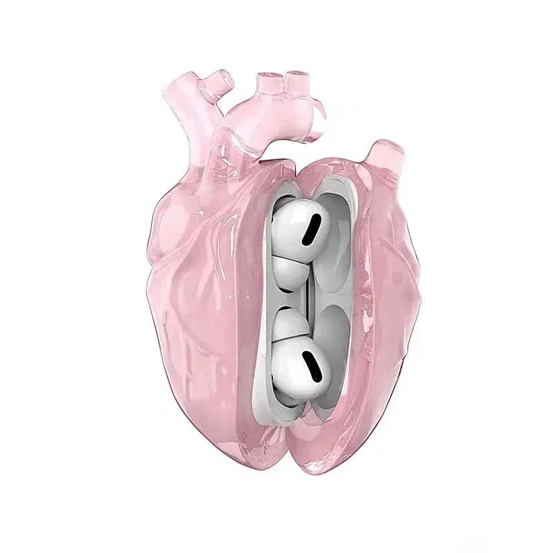 Unisex pink accessories back view — versatile — Heart AidPods Case — Oscar Blackwood