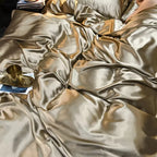 Unisex blue silk bedding close-up — versatile — Bloom Silk Bedding Set — Oscar Blackwood