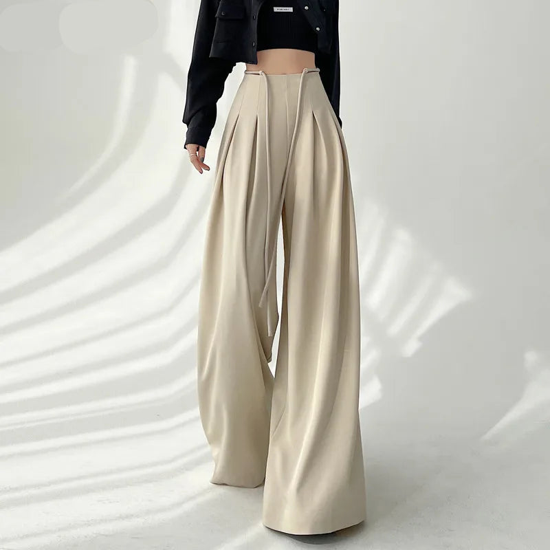 Women's beige lace pants styled look — versatile — Brianna Wide Leg Pants — Oscar Blackwood