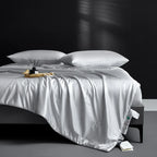 Men's silver silk romanart side view — versatile — Romanart Mulberry Silk Comforter — Oscar Blackwood