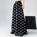 Women's black cotton pants front view — versatile — Rotonda Polkadot Pants — Oscar Blackwood