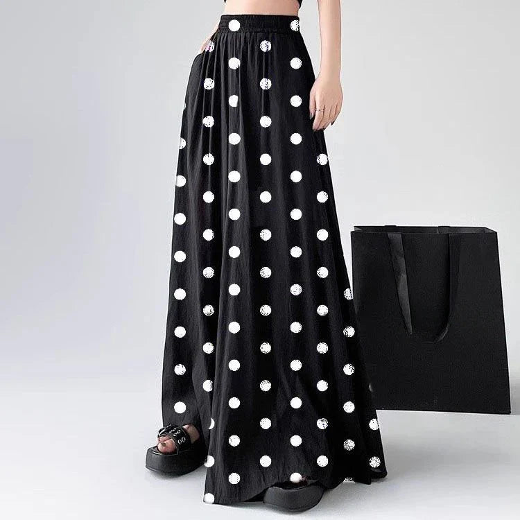 Women's black cotton pants front view — versatile — Rotonda Polkadot Pants — Oscar Blackwood