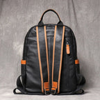 Unisex black leather backpack back view — versatile — Azzurro Genuine Leather Backpack — Oscar Blackwood