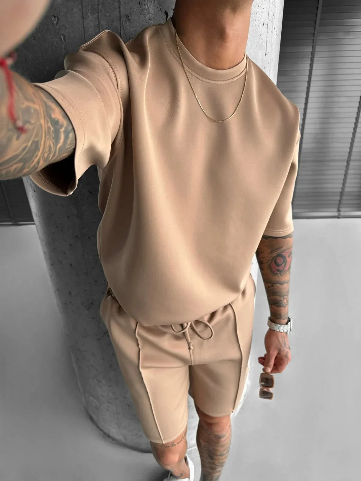 Men's khaki polyester sets detail view — versatile — Abakhan Summer 2 Piece Set — Oscar Blackwood