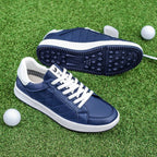Men's black leather shoes back view — versatile — Double-Waggle Golf Shoes — Oscar Blackwood