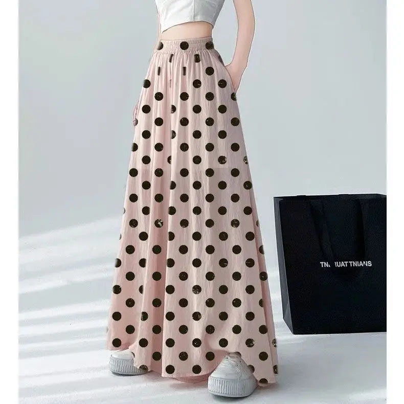 Women's pink cotton pants side view — versatile — Rotonda Polkadot Pants — Oscar Blackwood