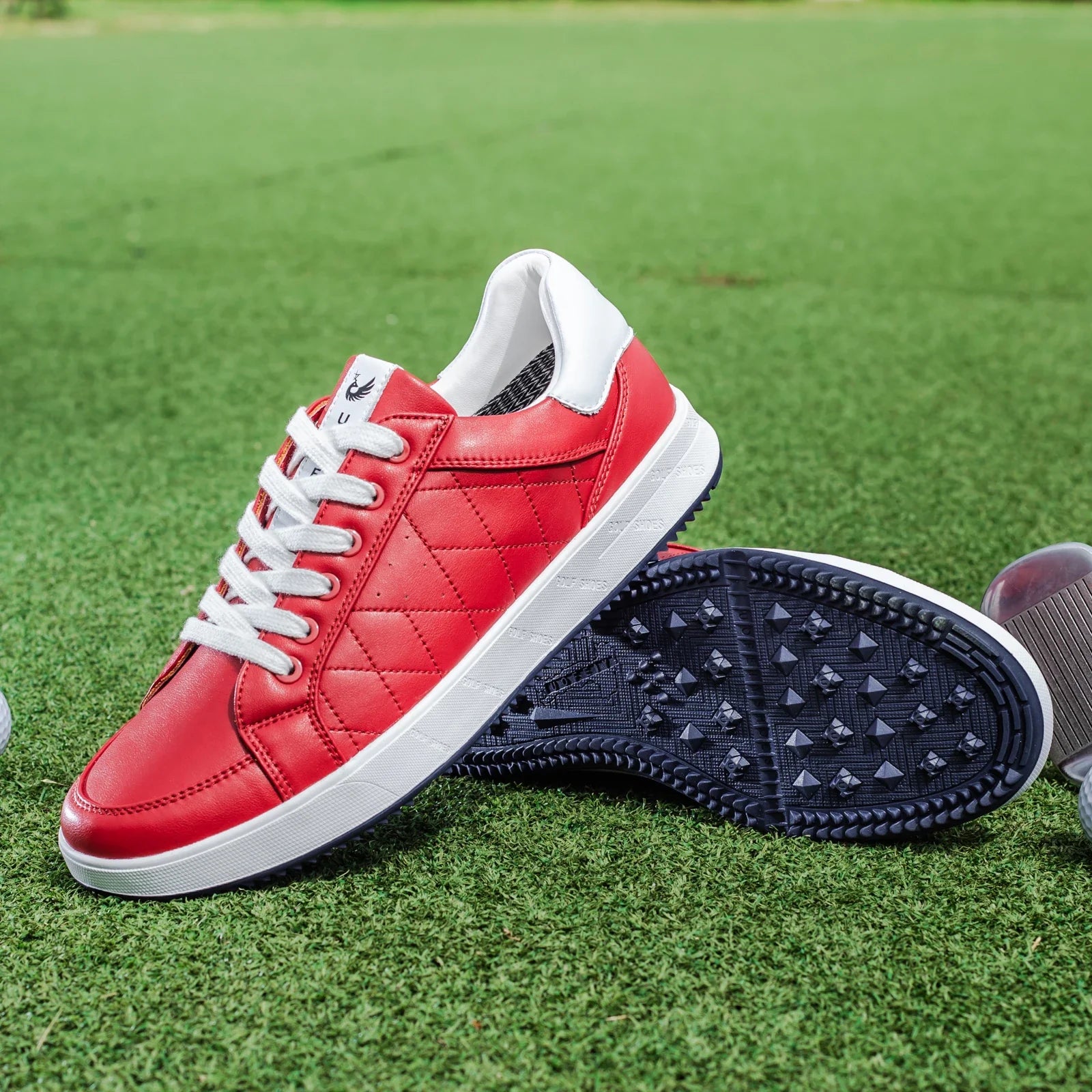 Men's black leather shoes color detail — versatile — Double-Waggle Golf Shoes — Oscar Blackwood