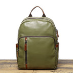 Unisex green leather backpack styled look — versatile — Azzurro Genuine Leather Backpack — Oscar Blackwood
